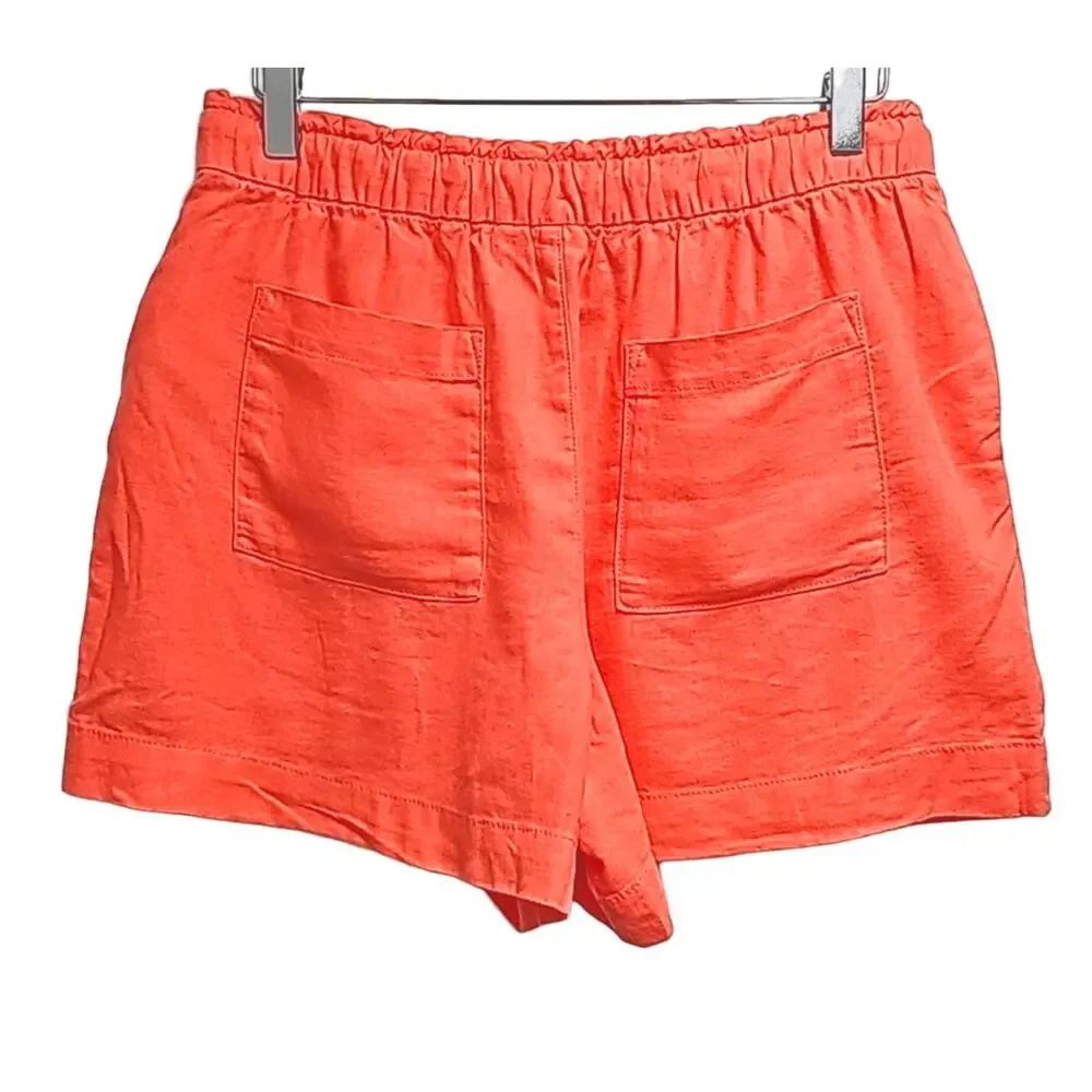 GAP Womens Linen/Rayon Blend Elastic Waist 4 Pocket Coral Shorts Size S (NWT)